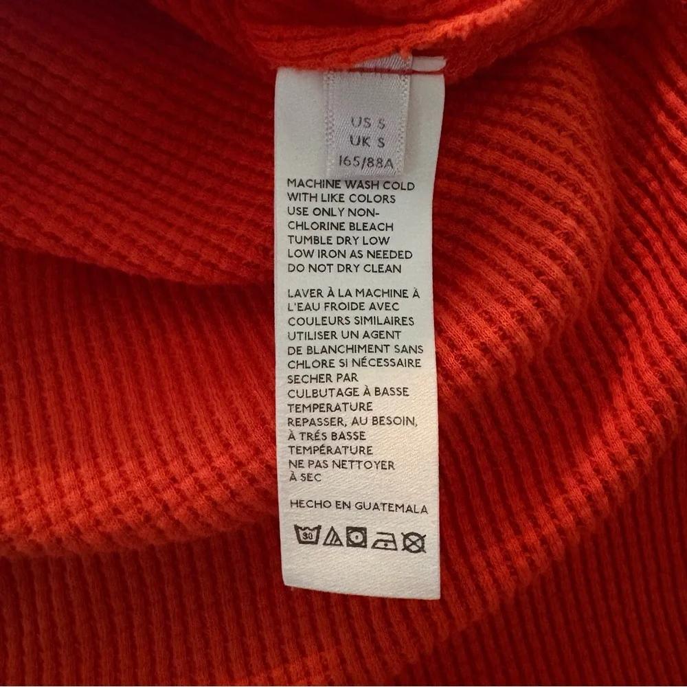 We The Free Snowy Thermal Tunic Top Oversized Boat Neck Waffle Orange Size Small
